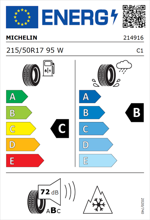 Tyre Label for Michelin CrossClimate 3 215/50R17 95W